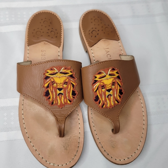 Jack Rogers Luggage Leo Embroidery Leather Sanda size 8 Sandals Made in … - Picture 7 of 16